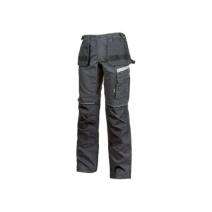 Upower Gordon Pantalones Funcionales con Bolsillos Flotantes - Talla 64 - Porta Herramientas, Cintura Ajustable, Insertos Reflectantes, Costuras Triples, Proteccion DPI1 - Color Gris Asfalto