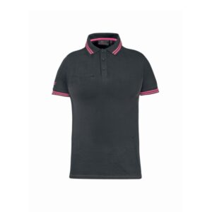 Upower Way Lady Polo Mujer Manga Corta - Talla XS - Algodon Stretch, Ajuste Slim Fit, Transpirable, Ribetes en Contraste, Cierre de Tres Botones, Aberturas Laterales, Proteccion DPI1 - Color Gris Fucsia