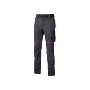 Upower World Lady Pantalon de Tejido U-4 - Talla XS - Resistente y Suave, Transpirable y de Secado Rapido, Multiples Bolsillos Funcionales, Ajuste Retractil, Detalles Reflectantes, Proteccion DPI1 - Color Gris Fucsia