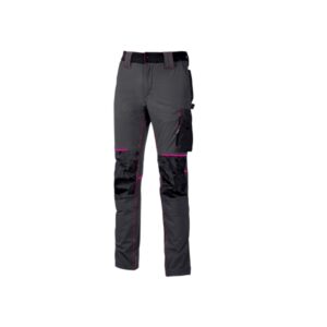 Upower Atom Lady Pantalon de Tejido Stretch - Talla XS - Maxima Movilidad, Repelente al Agua, Transpirable, Secado Rapido, Bolsillos Multifuncionales, Cintura Elastica, Proteccion DPI1 - Color Gris Fucsia