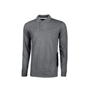 Upower Live Polo de Manga Larga - Talla XL - Algodon Pique, Corte Ajustado, Cuello Acanalado, Bolsillo con Tachuela, Cinta Reflex, Proteccion DPI1 - Color Gris Meteorito