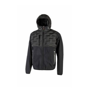 Upower Spock Chaqueta Hibrida Transpirable y Antiviento - Talla XL - Versatil, Cremallera Impermeable, Capucha Ajustable, Plumon Acolchado sin Costuras, Bolsillos Fluorescentes, Proteccion DPI1 - Color Gris Meteorito