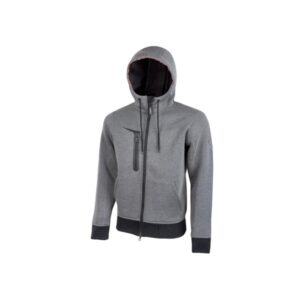 Upower Tasty Sudadera de Trabajo con Capucha Reflectante - Talla XL - Bolsillo Multimedia, Tecnologia Free Sound, Cremallera Doble, Proteccion DPI1, Ventilacion Axilar - Color Gris Meteorito