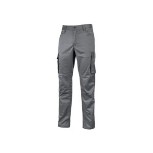 Upower Crazy Pantalones Cargo Stretch - Talla XL - Bolsillos Multifuncionales, Detalles Reflectantes, Cinturilla Elastica, Rodillas Preformadas, Proteccion DPI1, Ajuste Slim-Fit - Color Gris Oscuro