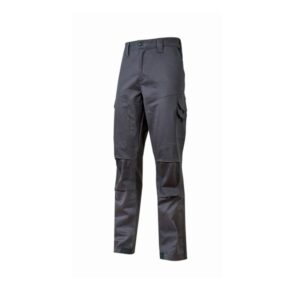 Upower Belgrado Pantalon de Trabajo Resistente - Talla XL - Tela Poliester Mecanico de Algodon Elastico, Multiples Bolsillos, Cintura Elastica, Proteccion Lumbar, Rodillas Preformadas - Color Gris Oscuro