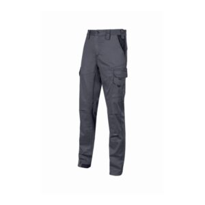 Upower Guapo Pantalones de Trabajo de Algodon Elastico - Talla XL - Bolsillos Multifuncionales, Cintura Elastica, Rodillas Preformadas, Triple Costura, Proteccion DPI1 - Color Gris Oscuro