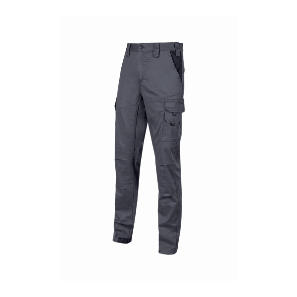 Upower Guapo Pantalones de Trabajo de Algodon Elastico - Talla XL - Bolsillos Multifuncionales, Cintura Elastica, Rodillas Preformadas, Triple Costura, Proteccion DPI1 - Color Gris Oscuro