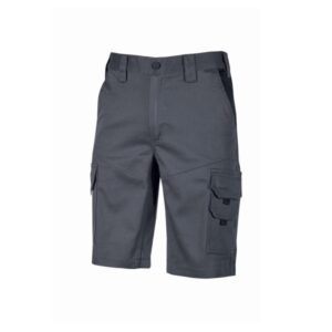 Upower Bonito Pantalones Cortos de Trabajo de Algodon Elastizado - Talla XL - Frescos y Comodos, Bolsillos Multifuncionales, Cinturilla Elastica, Cierre Resistente, Proteccion DPI1 - Color Gris Oscuro