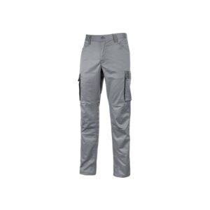 Upower Crazy Pantalones Cargo Stretch - Talla XL - Bolsillos Multifuncionales, Refuerzo Poli-Oxford, Detalles Reflectantes, Cinturilla Elastica, Rodillas Preformadas, Proteccion DPI1 - Color Gris Piedra
