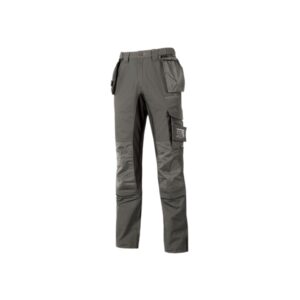 Upower Race Pantalon de Alta Calidad - Talla 64 - Multiples Bolsillos Desmontables, Paneles Elasticos, Resistente al Desgaste, Elementos Reflectantes, Proteccion DPI1 - Color Gris Piedra