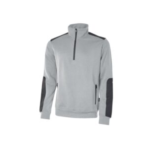 Upower Cushy Sudadera Cepillada con Media Cremallera - Talla XL - Cuello Alto, Bolsillos con Cremallera, Refuerzos Antidesgaste, Insertos Reflectantes, Cinta Reflectante Posterior - Color Gris Plateado