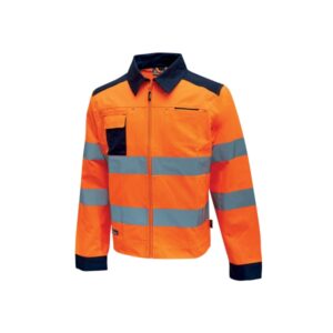 Upower Glare Chaqueta Funcional con Bolsillos Multifuncionales - Talla XL - Portatarjetas Retractil, Rayas Reflectantes, Triple Costuras, Proteccion DPI2, Certificacion CE - Color Naranja Fluorescente