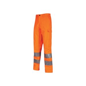 Upower Vega Pantalon de Trabajo de Verano - Talla XL - Alta Visibilidad, Comodidad y Resistencia, Refuerzos Lumbar y Rodillas, Cierre Cremallera, Bolsillos Multifuncionales - Color Naranja Fluorescente