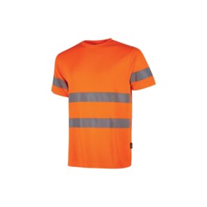 Upower Mizar Camiseta de Trabajo Alta Visibilidad - Talla XL - Bandas Reflectantes, Tejido Transpirable Nido de Abeja, Cinta Antisudor, Durabilidad Hasta 25 Lavados - Color Naranja Fluorescente