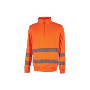Upower Felis Sudadera de Trabajo con Aislamiento Termico - Talla XL - Bandas Reflectantes, Media Cremallera, Mangas a Giro, Costuras Reforzadas, Alta Durabilidad - Color Naranja Fluorescente