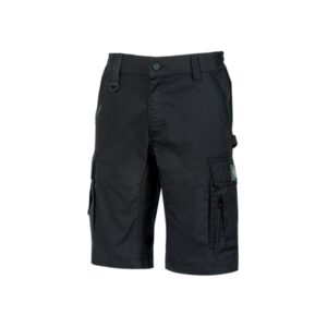 Upower Solaris Bermudas Cargo Funcionales - Talla XS - Tejido Ripstop Elastico, Multibolsillos, Detalles Reflectantes, Proteccion Lumbar, Cierre Antirayaduras, Porta Identificacion Oculto - Color Negro