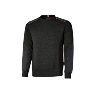 Upower Ryke Sudadera Cepillada Cuello Redondo - Talla XL - Bolsillo Antebrazo, Refuerzos Duraderos, Elementos Reflectantes, Proteccion DPI1 - Color Negro Carbon