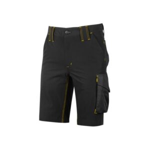 Upower Mercury Pantalon Corto Resistente y Transpirable - Talla XS - Tejido U-4 Stretch, Proteccion DPI1, Ajuste Retractil, Costuras Triples, Slim Fit - Color Negro Carbon