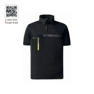 Upower Libra Polo Hombre Termorregulador - Talla XL - Tecnologia HeiQ Smart Temp, Antimicrobiano HeiQ Pure, Bolsillo Cremallera, Banda Reflectante, Proteccion DPI1 - Color Negro Carbon