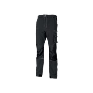 Upower Ibiza Pantalon de Trabajo Confortable - Talla XL - Tejido Tecnico Elastico, Bolsillos Inteligentes, Cinturon Integrado, Detalles Reforzados, Cinta Reflectante, Triple Costura - Color Negro Carbon