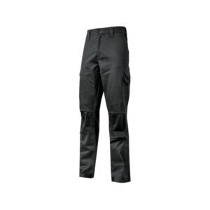 Upower Belgrado Pantalon de Trabajo Resistente - Talla XL - Tela Elastica, Lavable a Alta Temperatura, Multiples Bolsillos, Cintura Elastica, Proteccion Lumbar, Rodillas Preformadas - Color Negro Carbon