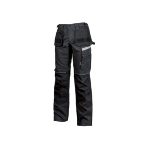 Upower Gordon Pantalones Funcionales con Bolsillos Flotantes - Talla 64 - Porta Herramientas, Porta Rodilleras, Cintura Ajustable, Detalles Reflectantes, Proteccion DPI1 - Color Negro Carbon