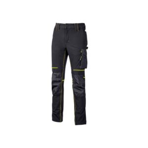 Upower Atom Pantalon Stretch Resistente - Talla XS - Repelente al Agua, Transpirable, Secado Rapido, Bolsillos Multifuncionales, Proteccion Lumbar, Rodillera Certificada PPE CAT.1 - Color Negro Carbon