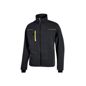 Upower Pluton Chaqueta de Tela Resistente - Talla XL - Repelente al Agua, Transpirable, Secado Rapido, Multiples Bolsillos, Capuchon Retractil, Puños a Prueba de Viento, Proteccion DPI1 - Color Negro Carbon