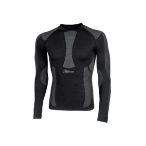 Upower Curma Camiseta Termica Deportiva - Talla S/M - Ligera y Transpirable, Aislamiento Termico, Tejido Antibacteriano y Resistente, Alta Elasticidad, Efecto Segunda Piel - Color Negro Carbon