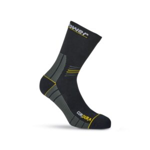 Upower Sturdy Calcetines de Trabajo Tecnicos - Talla S - Comodidad y Alto Rendimiento, Tecnologia PowerFit, Compresion Gradual, Antifatiga, Soporte Tobillos, Ventilacion, Refuerzos Cordura - Color Negro Carbon