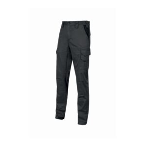 Upower Guapo Pantalones de Trabajo de Algodon Elastico - Talla XL - Bolsillos Multifuncionales, Cierre Resistente, Proteccion Lumbar, Detalles Reflectantes, Rodillas Preformadas, DPI1 - Color Negro Carbon