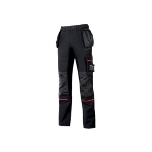 Upower Race Pantalon de Alta Calidad - Talla 64 - Multiples Bolsillos Desmontables, Cintura Ajustable, Paneles Elasticos, Refuerzos en Cordura, Proteccion DPI1 - Color Negro Carbon