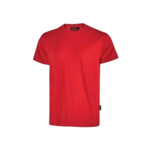 Upower Figi Camiseta de Trabajo de Algodon Cardado - Talla XL - Suavidad y Confort Prolongado, Cuello Elastico Acanalado, Cinta Para-Sudor, Proteccion DPI1 - Color Rojo Magma