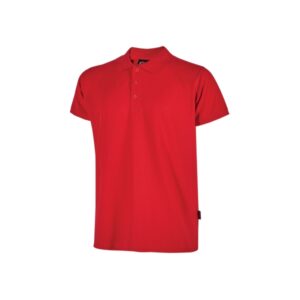 Upower Tonga Polo de Hombre de Algodon Pique - Talla XL - Transpirable, Cuello con 3 Botones, Acabados en Canale, Refuerzos en Cuello y Hombros, Proteccion DPI1 - Color Rojo Magma