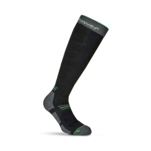 Upower Zenith Calcetines Largos de Trabajo - Talla S - Tecnologia de Compresion Gradual, Soporte en Tobillos, Canales de Ventilacion, Costuras Planas, Refuerzos Antidesgaste - Color Verde Fluorescente