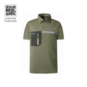 Upower Libra Polo Hombre Termorregulador - Talla XL - Antimicrobiano HeiQ Pure, Bolsillo Cremallera, Banda Reflectante, Proteccion DPI1 - Color Verde Oliva