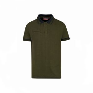 Upower Way Polo Hombre Manga Corta - Talla XL - Algodon Stretch, Ajuste Slim Fit, Ribetes en Contraste, Cierre Tres Botones, Aberturas Laterales, Proteccion DPI1 - Color Verde Oscuro