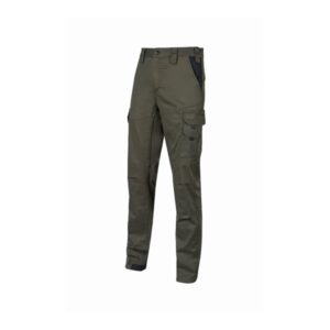 Upower Guapo Pantalones de Trabajo de Algodon Elastico - Talla XL - Bolsillos Multifuncionales, Cierre Resistente, Proteccion Lumbar, Rodillas Preformadas, Triple Costura, DPI1 - Color Verde Oscuro