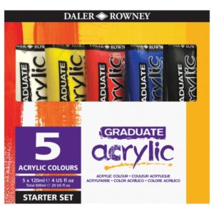 Daler Rowney Graduate Pack de 5 Pack de 5 Pinturas Acrilicas - Set de Iniaciacion - Colores Surtidos