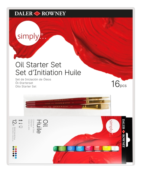 Daler Rowney Simply Pack de 16 Piezas - Pinturas al Oleo - Set de Iniciacion - Colores Surtidos