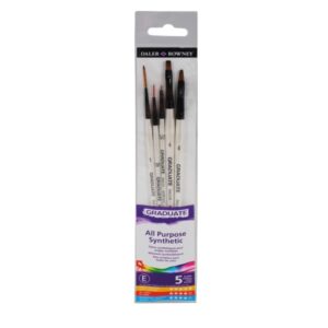 Daler Rowney Graduate Pack de 5 Pinceles Multitecnica - Pelo Sintetico - Mango Corto