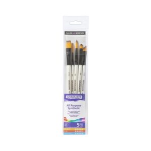 Daler Rowney Graduate Pack de 5 Pinceles Multitecnica - Pelo Sintetico - Mango Corto