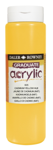 Daler Rowney Graduate Pintura Acrilica - Botella de Plastico - 500ml - Color Amarillo de Cadmio