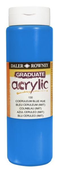 Daler Rowney Graduate Pintura Acrilica - Botella de Plastico - 500ml - Color Azul Ceruleo
