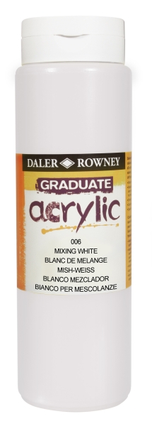 Daler Rowney Graduate Pintura Acrilica - Botella de Plastico - 500ml - Color Blanco de Mezcla