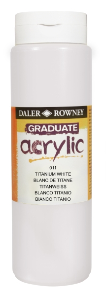 Daler Rowney Graduate Pintura Acrilica - Botella de Plastico - 500ml - Color Blanco Titanio