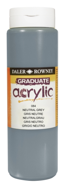 Daler Rowney Graduate Pintura Acrilica - Botella de Plastico - 500ml - Color Gris Neutro