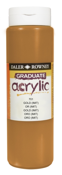 Daler Rowney Graduate Pintura Acrilica - Botella de Plastico - 500ml - Color Imitacion Oro