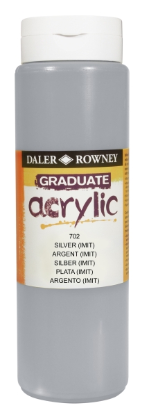Daler Rowney Graduate Pintura Acrilica - Botella de Plastico - 500ml - Color Imitacion Plata
