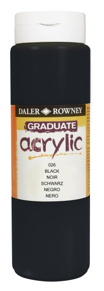 Daler Rowney Graduate Pintura Acrilica - Botella de Plastico - 500ml - Color Negro